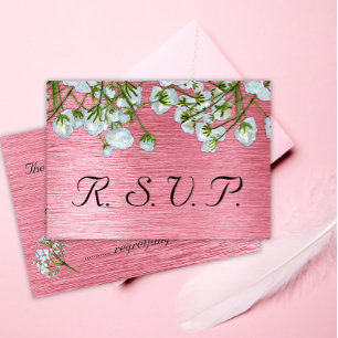Contemporary OSA av metallisk Rosa och vit Blommig Kort