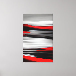 Contemporary Painting Red Black Grått Abstrakt Art Canvastryck