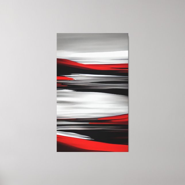 Contemporary Painting Red Black Grått Abstrakt Art Canvastryck (Framsida)
