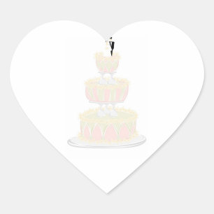 Contemporary Pastel Bröllop Cake med Vin Glass P Hjärtformat Klistermärke