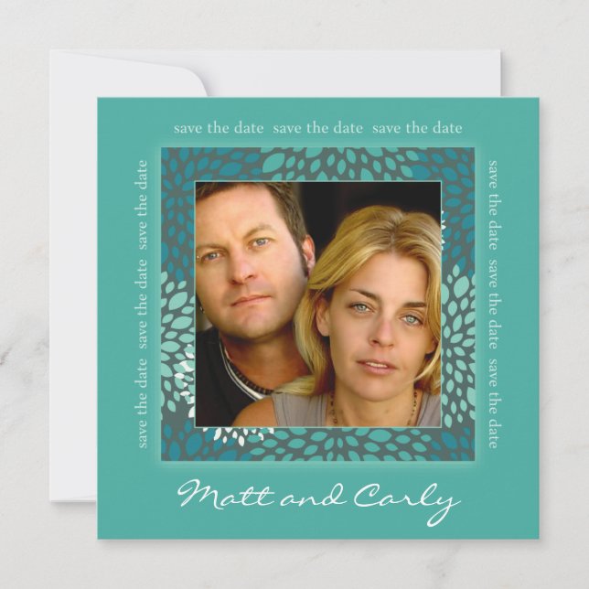 Contemporary Petals Grönt Spara Foto Inbjudan (Framsida)