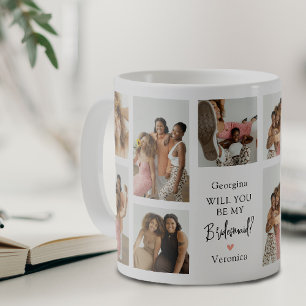 Contemporary Photo Grid blir du min bridesmaid? Kaffemugg