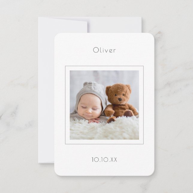 Contemporary Photo Pojke Birth Notice Meddelande (Framsida)