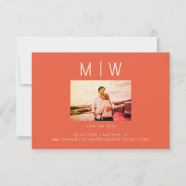 Contemporary Photo Tangerine Bröllop spara datum Tack Kort