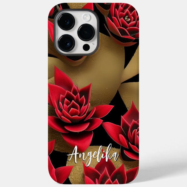 Contemporary Red and Guld Abstrakt Minimalist (Baksida)