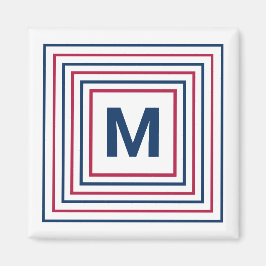 Contemporary Red White och Blue 4:e juli Brev Magnet
