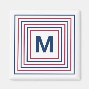 Contemporary Red White och Blue 4:e juli Brev Magnet
