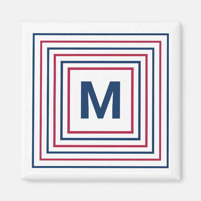 Contemporary Red White och Blue 4:e juli Brev Magnet (Framsidan)