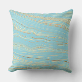 Contemporary Robins Egg Blue, Tan, Linen Pattern Kudde