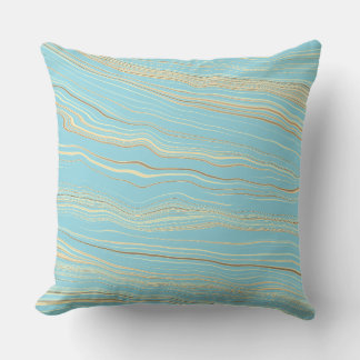 Contemporary Robins Egg Blue, Tan, Linen Pattern Kudde