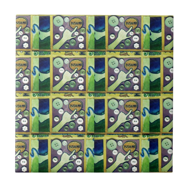 Contemporary Roligt Mosaic Art-utskrift - en lekfu Kakelplatta (Framsidan)