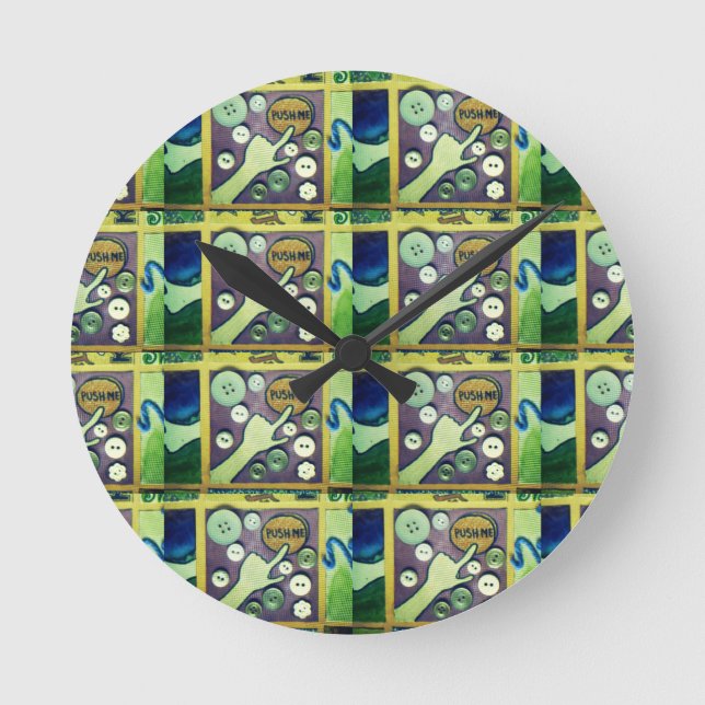 Contemporary Roligt Mosaic Art-utskrift - en lekfu Rund Klocka (Framsida)