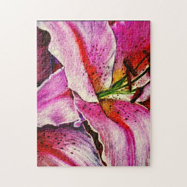 contemporary rosa röd och svart modern blomma pussel (Vertikal)