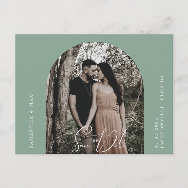 Contemporary Sage Arch Photo Black Spara datum Vykort (Framsida)