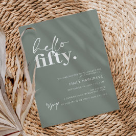 Contemporary Sage Hej 50:e Födelsedagsfesten Inbjudningar