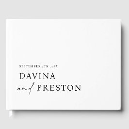 Contemporary Script Modern Minimalist WHITE BLACK Gästböcker