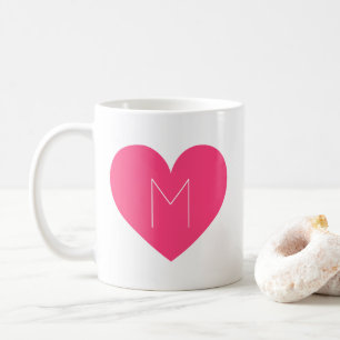 Contemporary Shock rosa Heart Monogram Mugg