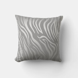 Contemporary Silver Grått Zebra Animal Skin Kudde