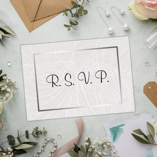 Contemporary Silver och Grått Damask Wedlings OSA (Skapare uppladdad)