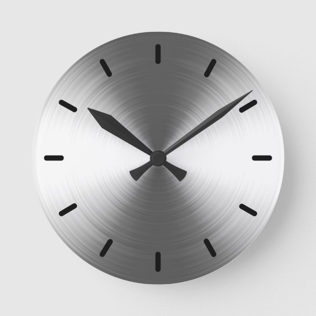 Contemporary Silver Radiant Mönster Rund Klocka (Framsida)