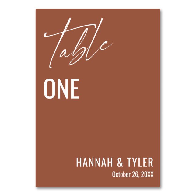 Contemporary Simple Elegant Terracotta Bordsnummer (Framsidan)