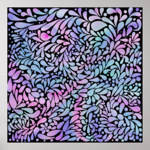 Contemporary sjöjungfru färgad petals kanvastryck poster