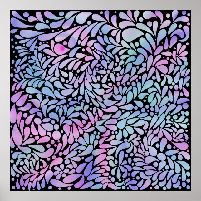 Contemporary sjöjungfru färgad petals kanvastryck poster (Framsidan)