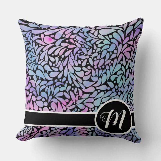 Contemporary sjöjungfru färgad  petals kudde (Framsida)