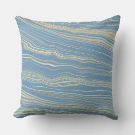 Contemporary Slate Blue, Tan, Linen Pattern Kudde