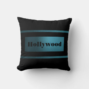 Contemporary Slick Teal 3 stripe/Black Pillow-CA1 Kudde
