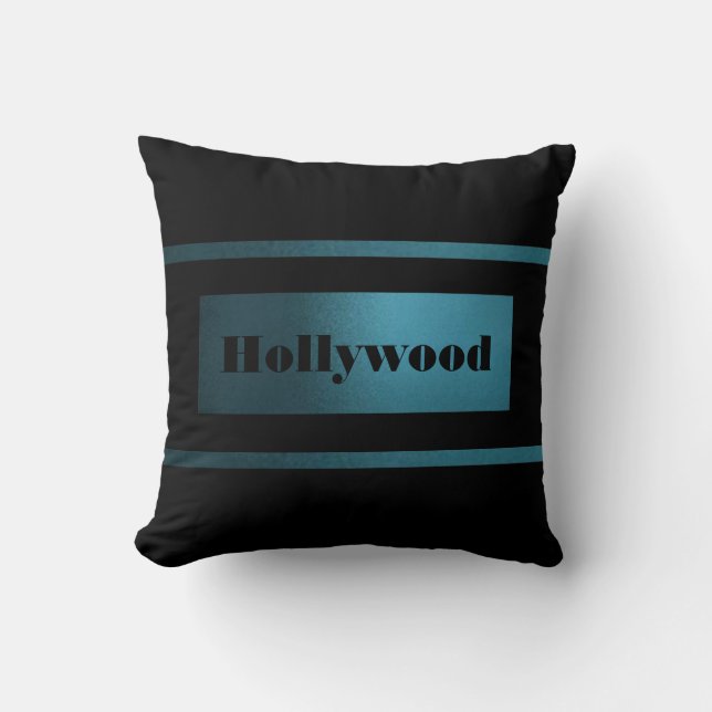 Contemporary Slick Teal 3 stripe/Black Pillow-CA1 Kudde (Framsida)