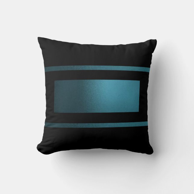 Contemporary Slick Teal 3 Stripe/Black Pillow Kudde (Framsida)