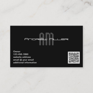 Contemporary Snyggt Monogram Black QR-kod Visitkort