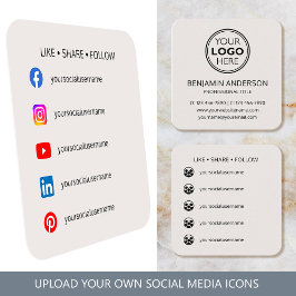 Contemporary Social Media Logo Off-White Modern Fyrkantigt Visitkort