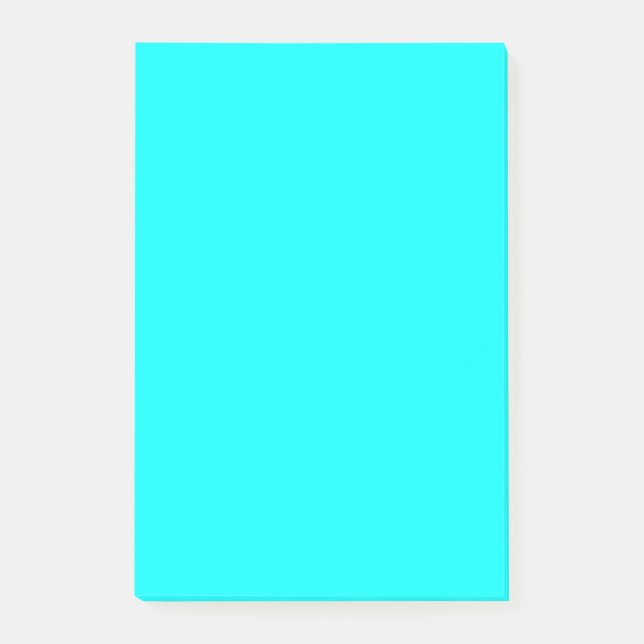 Contemporary Solid Färg Bright Cyan Aqua Post-it Block (Framsida)