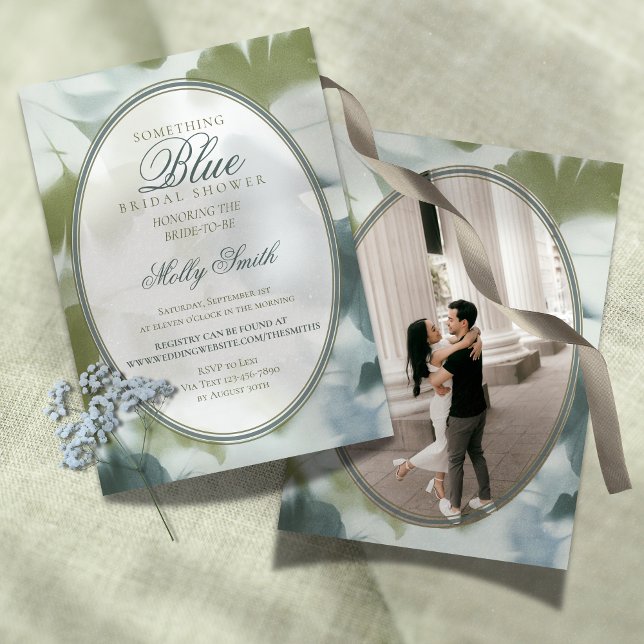 Contemporary Something Blue Bridal Shower Inbjudningar (Contemporary Something Blue Bridal Shower Invitation)