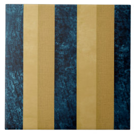Contemporary, stripe Royal Blue, Guld, Butterkräm Kakelplatta