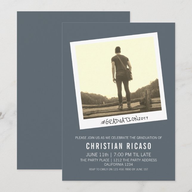 Contemporary Studenten Gamla fototemer Inbjudningar (Fram/baksida)