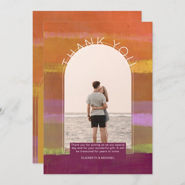 Contemporary Sunset Rosa Stripe PHOTO TACK I (Fram/baksida)