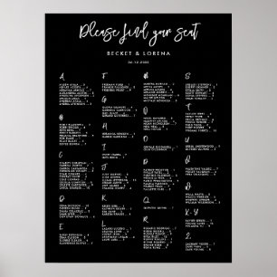 Contemporary svart alfabetiskt sittdiagram poster