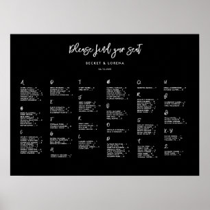Contemporary svart alfabetiskt sittdiagram poster