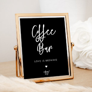 Contemporary svart bröllop Kaffe Pub-tecken Poster