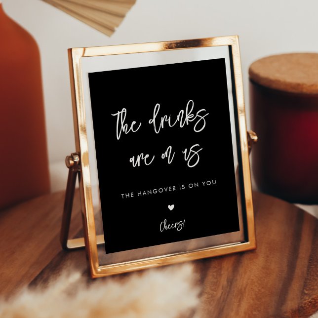 Contemporary svart bröllop öppna pub-tecken poster (Skapare uppladdad)