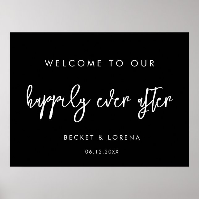 Contemporary svart Lyckligtvis efter välkomstmötet Poster (Framsidan)