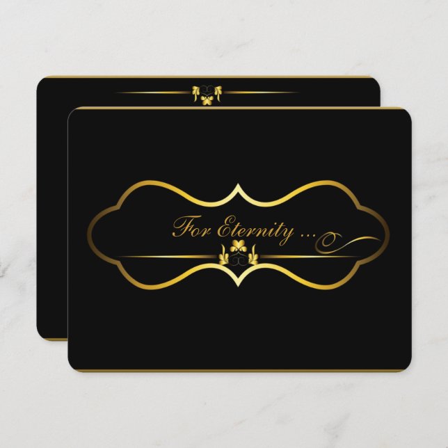 contemporary svart och guld bröllop inbjudningar (Fram/baksida)