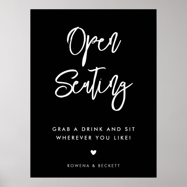 Contemporary svart Öppet säte bröllop Poster (Framsidan)