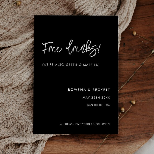 Contemporary, svart, roliga drycker spara datumet (Skapare uppladdad)