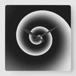 Contemporary Svartvit Snyggt Twirl Mönster Fyrkantig Klocka