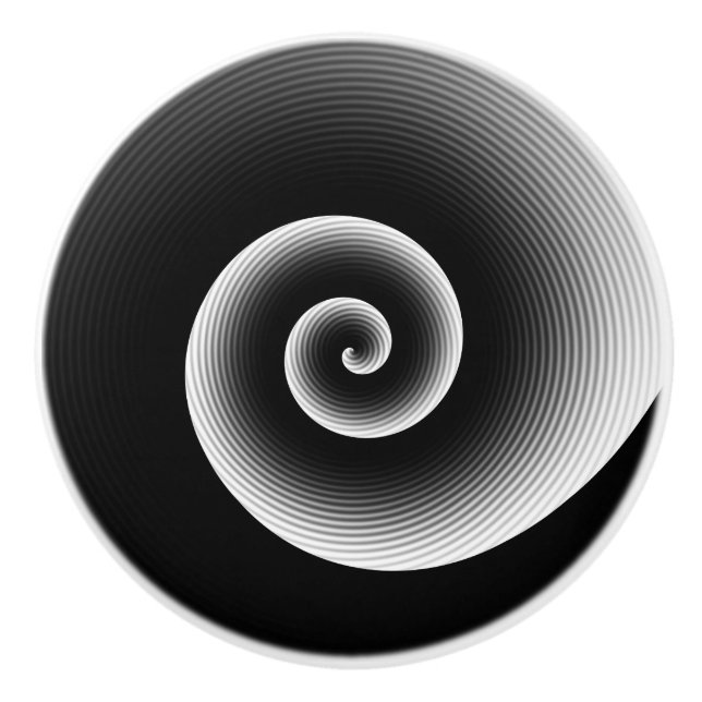 Contemporary Svartvit Snyggt Twirl Mönster Knopp (Framsidan)