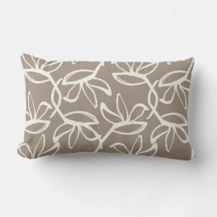 Contemporary Taupe Blommigt Dekorativ kudde
